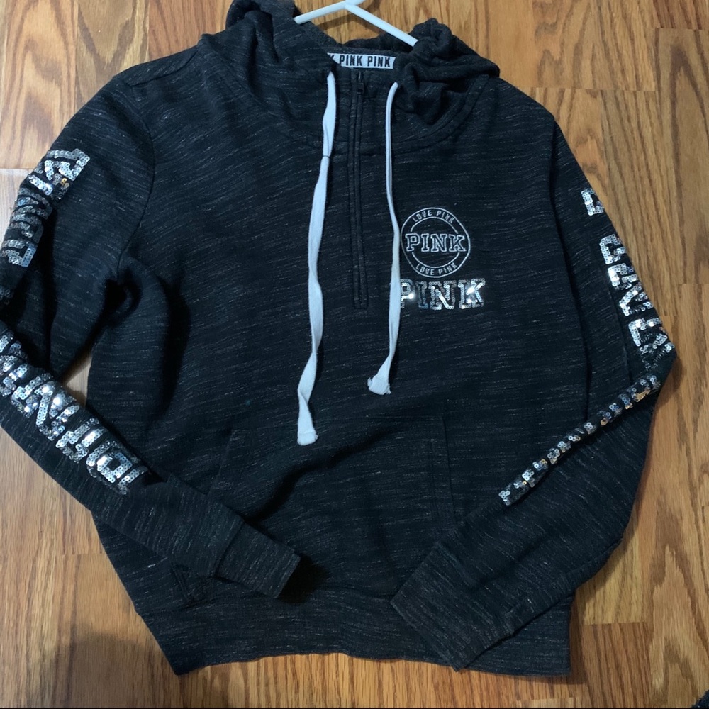 Pink Victoria’s Secret bling half zip hoodie